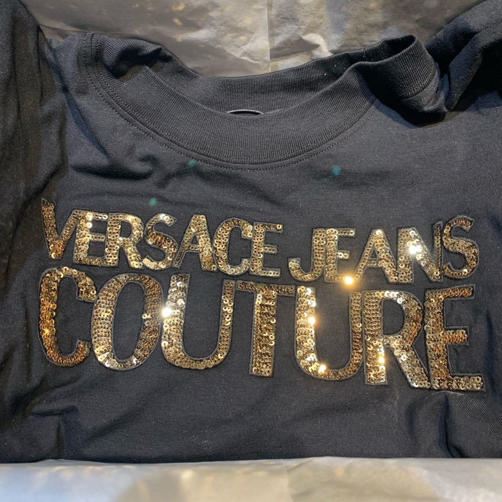Versace Jeans Couture BlackTee with Gold Sequins